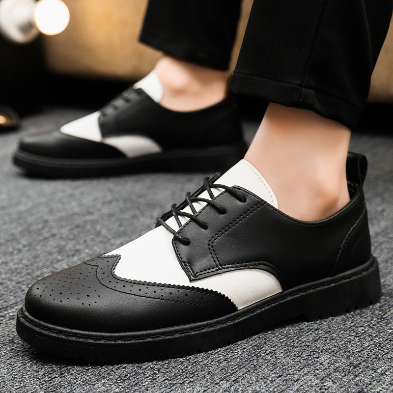 Anti slip Young Black Middle aged Dad High end Wear resistant British Style Casual Men's Formal Leather Shoes Autumn Edition